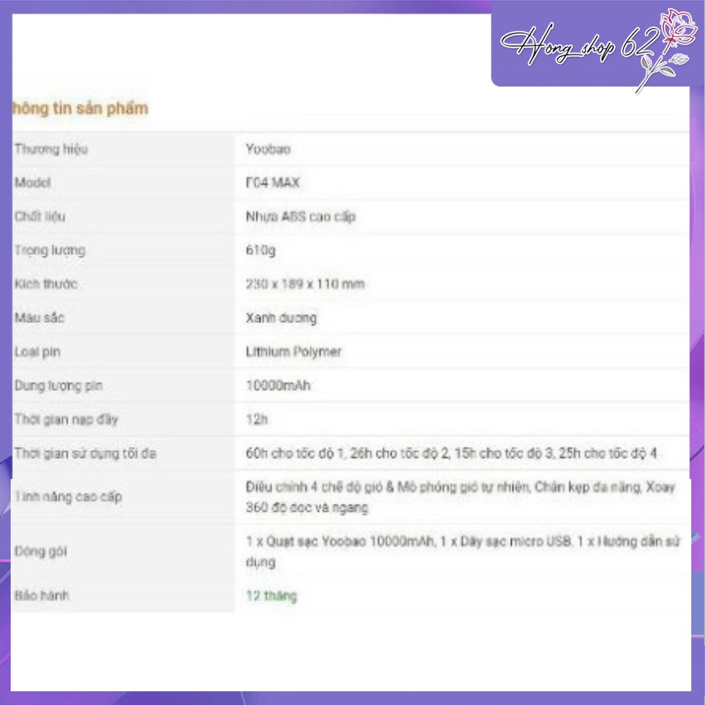[ Bản Đặc Biệt ]Quạt tích điện để bàn Mini Yoobao kẹp Y-F04 MAX quay 360 độ Pin cực khỏe 10000 mAh | BigBuy360 - bigbuy360.vn
