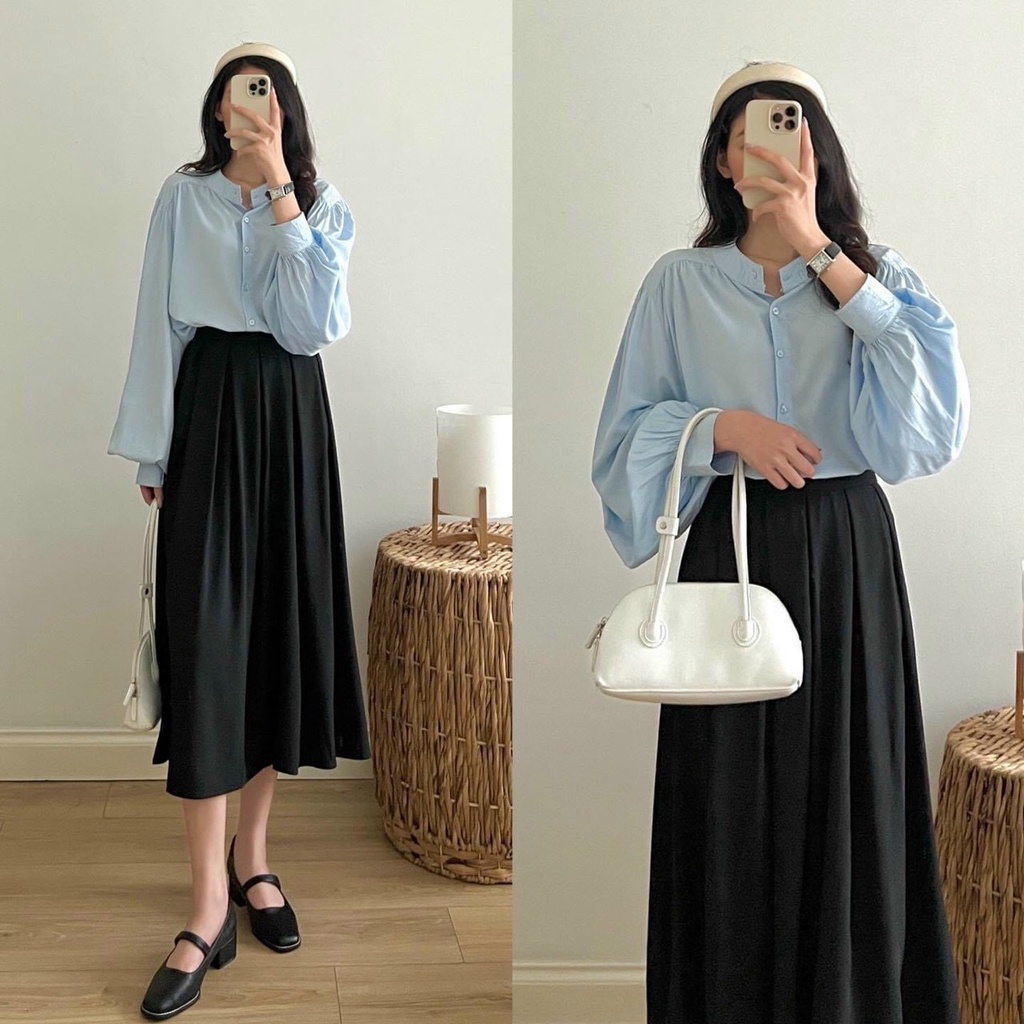 Chân váy xếp ly dáng dài 9725, Chân váy nữ Hàn Quốc
