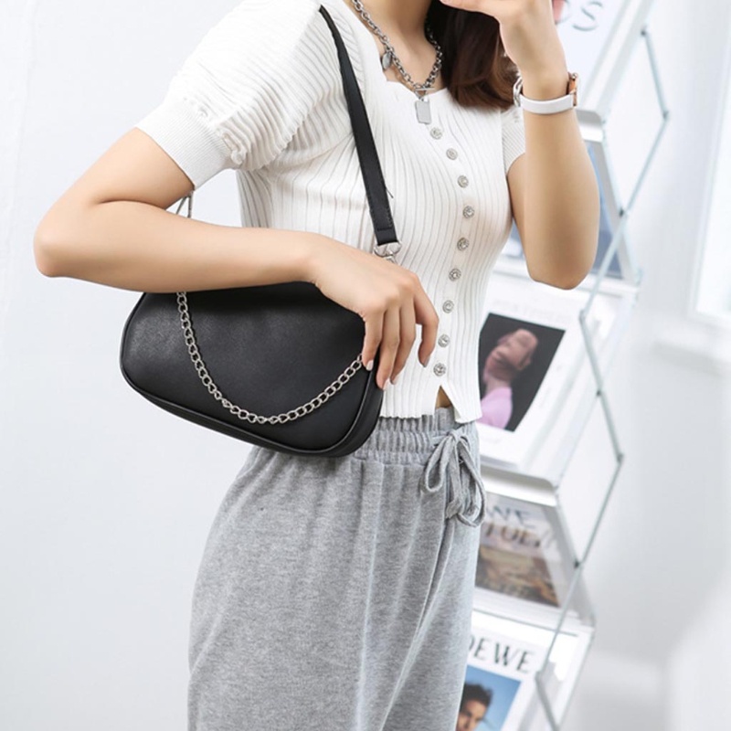 Túi Đeo Chéo Vai Bằng Da Pu Có Dây Xích Thời Trang Sành Điệu Cho Nữ