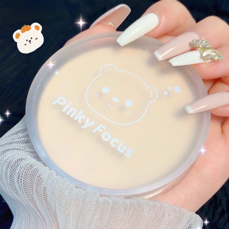 4440 B9 🐻 Túi Phấn Phủ Pinkfocus Kèm Mút Tán Siêu Cute