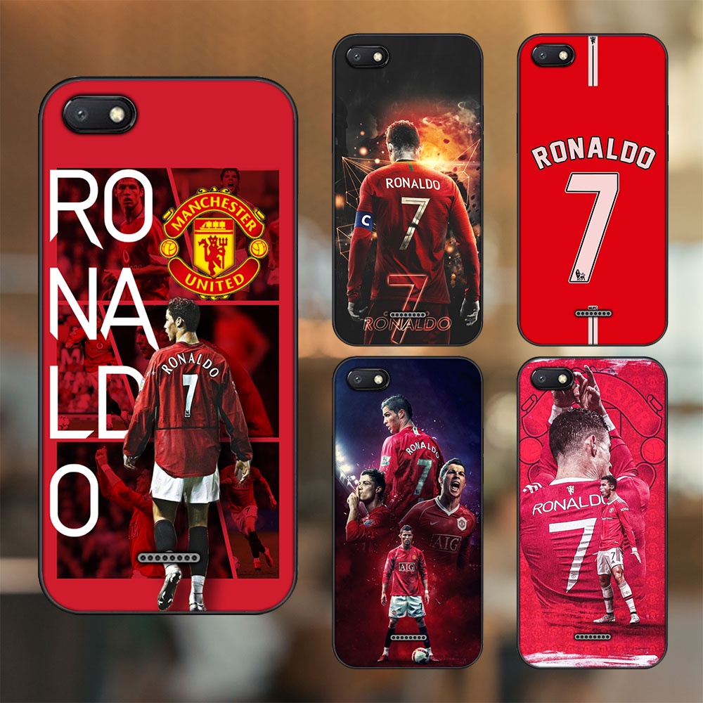 Ốp lưng Xiaomi Redmi 6A viền đen in hình Cristiano Ronaldo MU Manchester United CR7