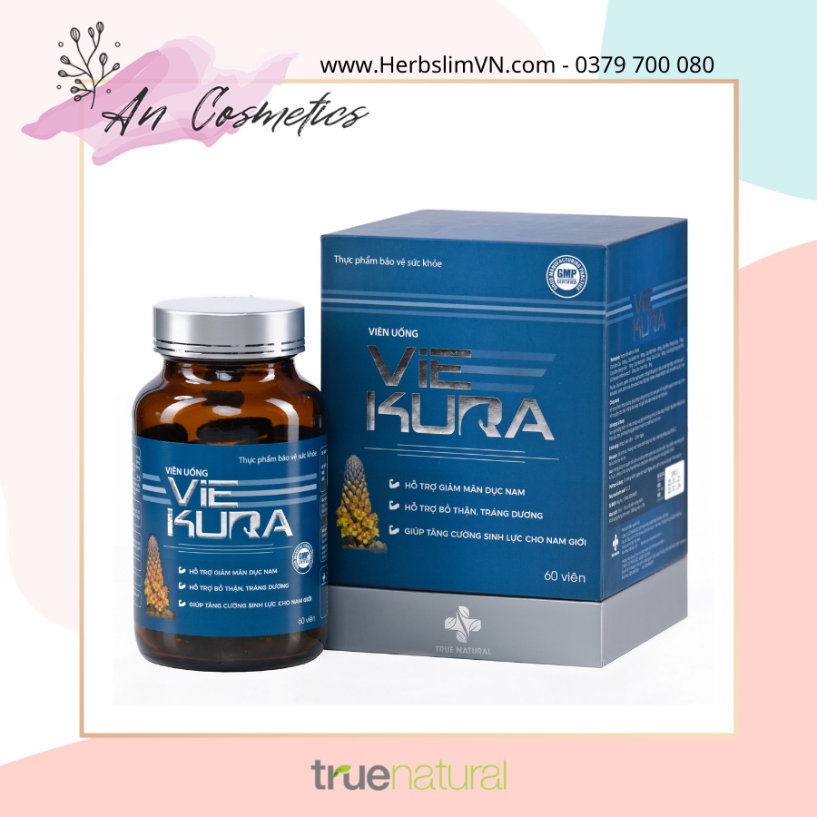 Cửu dược nhục thung dung Viekura – Mãnh lực đàn ông - True Natural (Hộp 60 viên)