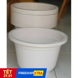 Chậu nhựa tròn trắng ĐK, 25cm