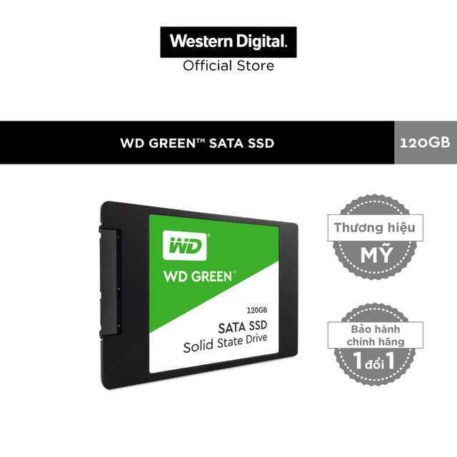 [Mã SKAMCLU9 giảm 10% đơn 100K] Ổ cứng SSD 120GB WD Green 2.5" Sata3 - Bảo Hành 3 Năm Chính Hãng Westren