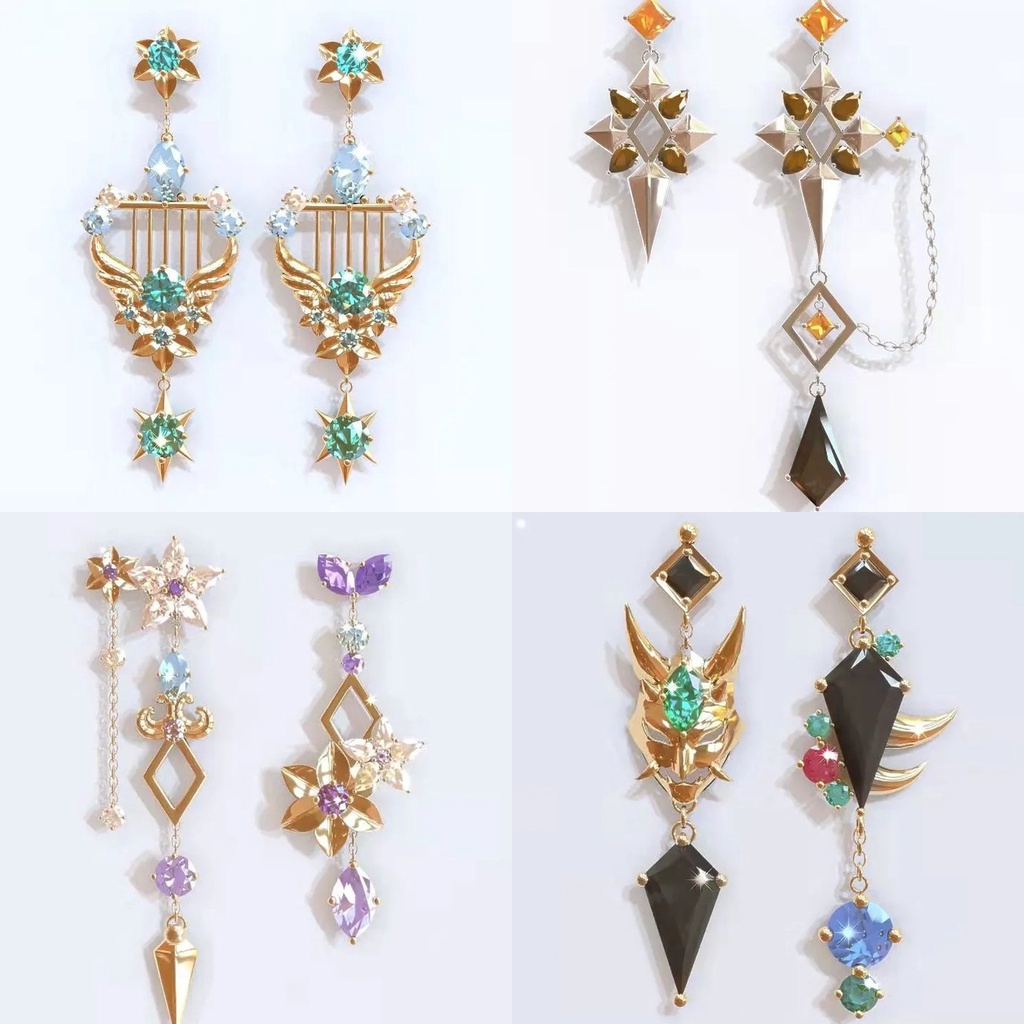 Hoa Tai Dáng Dài Mặt Hình Mona Zhongli Tartaglia Trong Game Genshin Impact Dành Cho Nữ