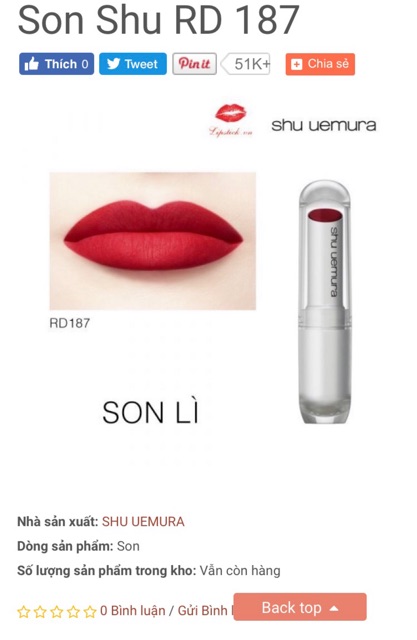 Son Shu Uemura màu hot RD187, 144, OR570, PK 355