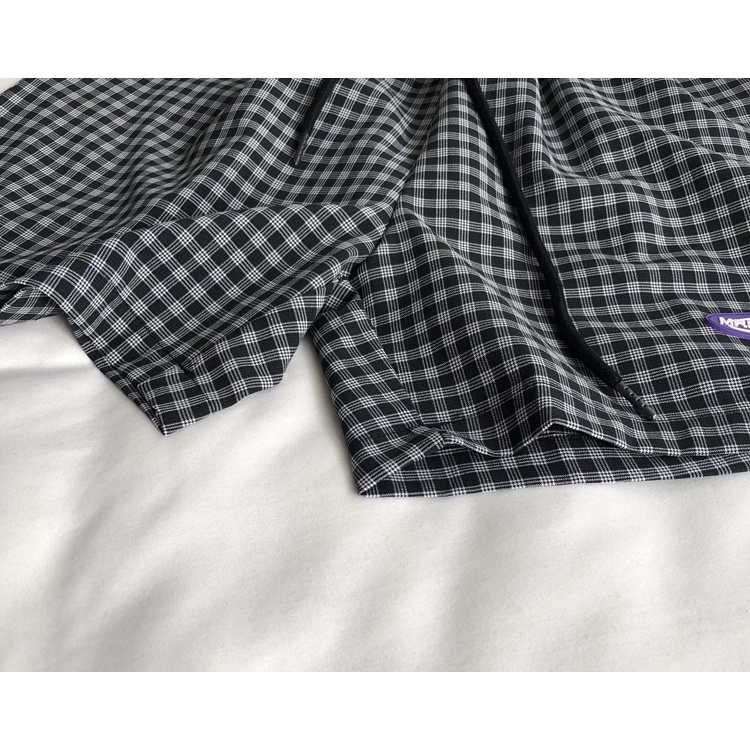 Quần short SUXI dây rút lưng cao họa tiết sọc caro thiết kế thời trang mùa hè cho nữ