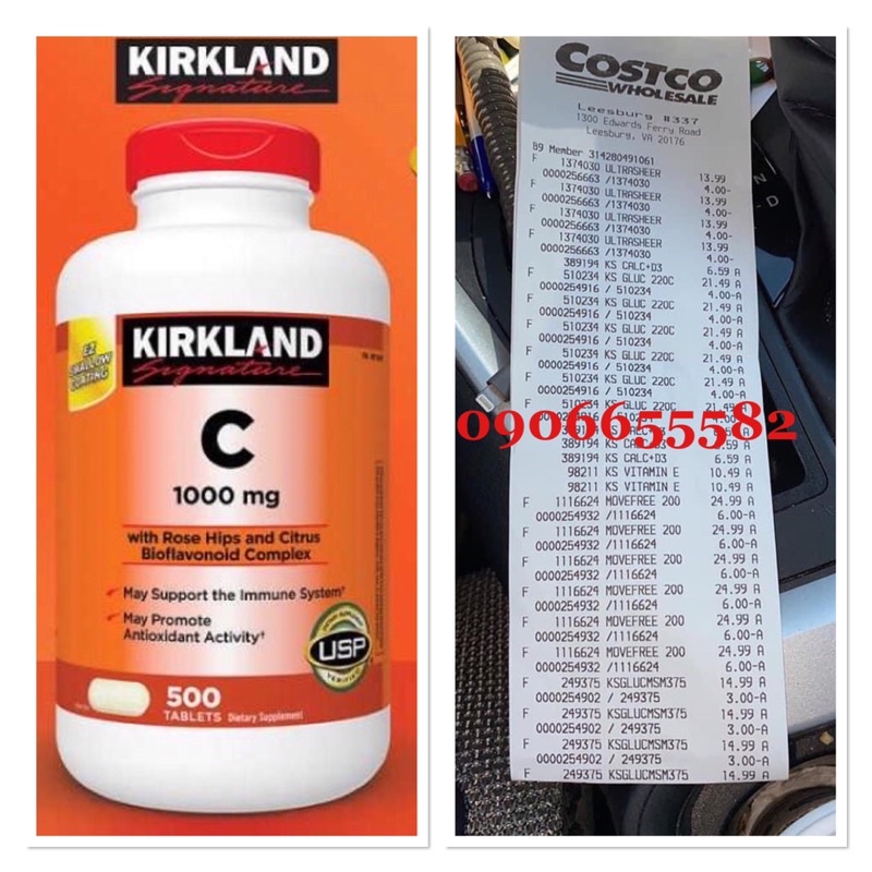 [HÀNG MỸ] Viên Nhai Kirkland Vitamin C 1000mg Của Mỹ (500 viên) mua tại costco