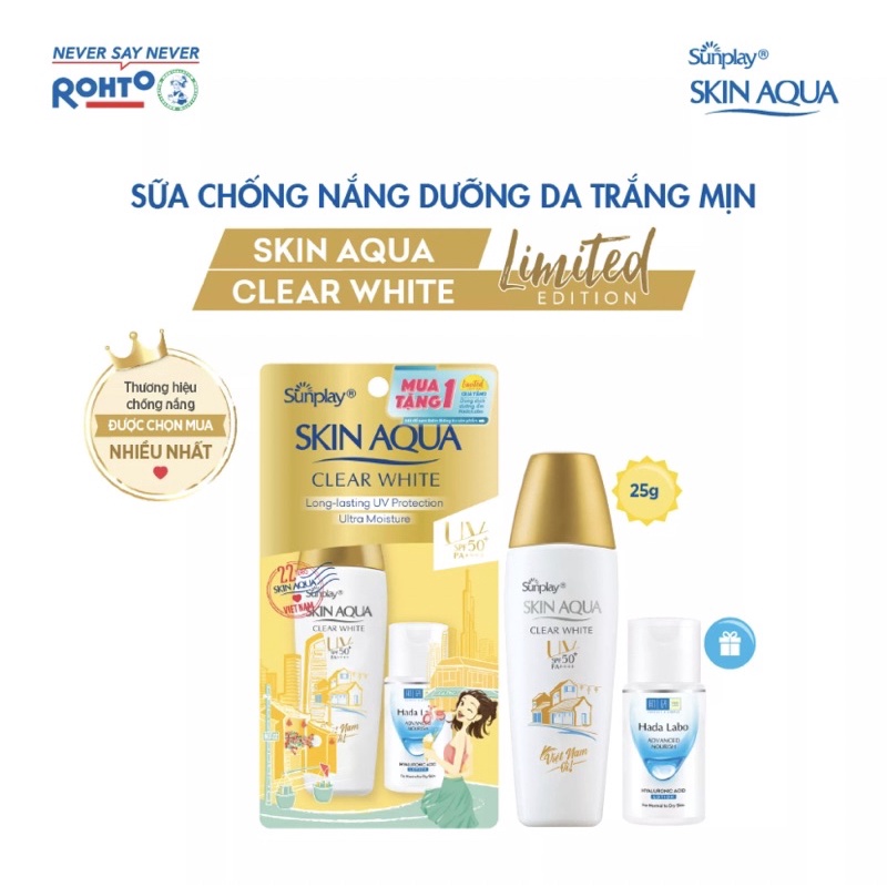 Sữa chống nắng hằng ngày dưỡng trắng cho da dầu Sunplay Skin Aqua Clear White SPF 50, PA++++ 25g