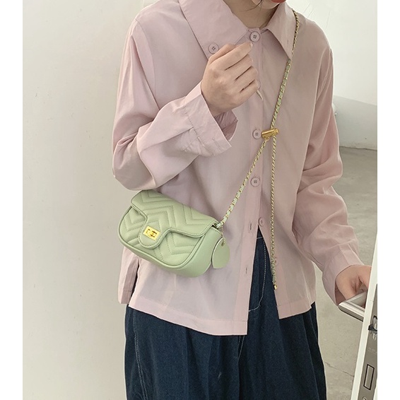 Túi xách nữ đeo chéo mini Tuinhacam túi nữ đeo chéo mini dây da phối xích trần trám đi chơi thời trang Hàn Quốc - TNC057