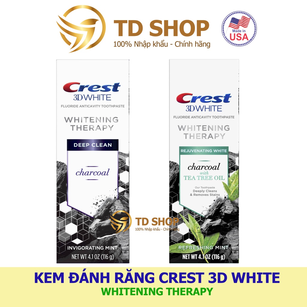 [NK Mỹ] Kem đánh răng Crest 3D Whitening therapy charcoal - TD Shop