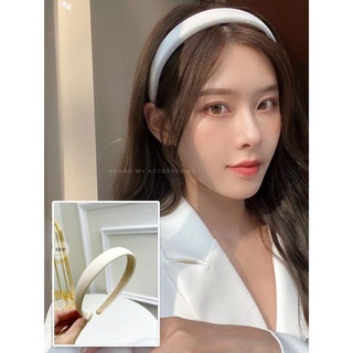 Bờm tóc, băng đô cài tóc da pu màu be siu hot