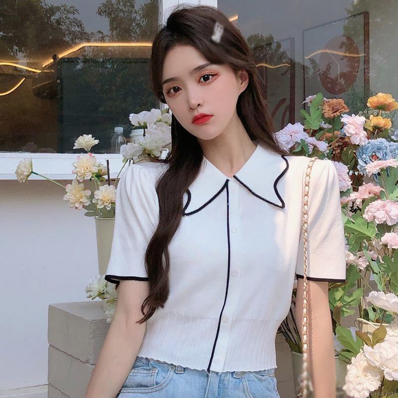 Áo Cardigan Croptop Dệt Kim Mỏng Tay Ngắn Dáng Ôm Thời Trang Dành Cho Nữ