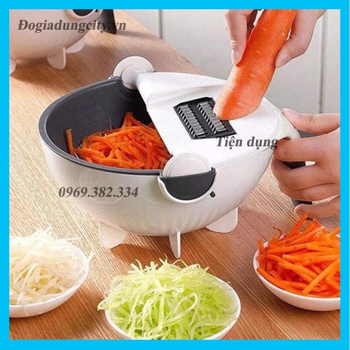Bộ Dụng Cụ Đa Năng Nạo Gọt Rau Củ Quả 6 In 1 Kèm Rổ, Dụng Cụ Nhà Bếp Bào Sợi, Thái Lát Có Nhiều Lưỡi Dao Thay Thế
