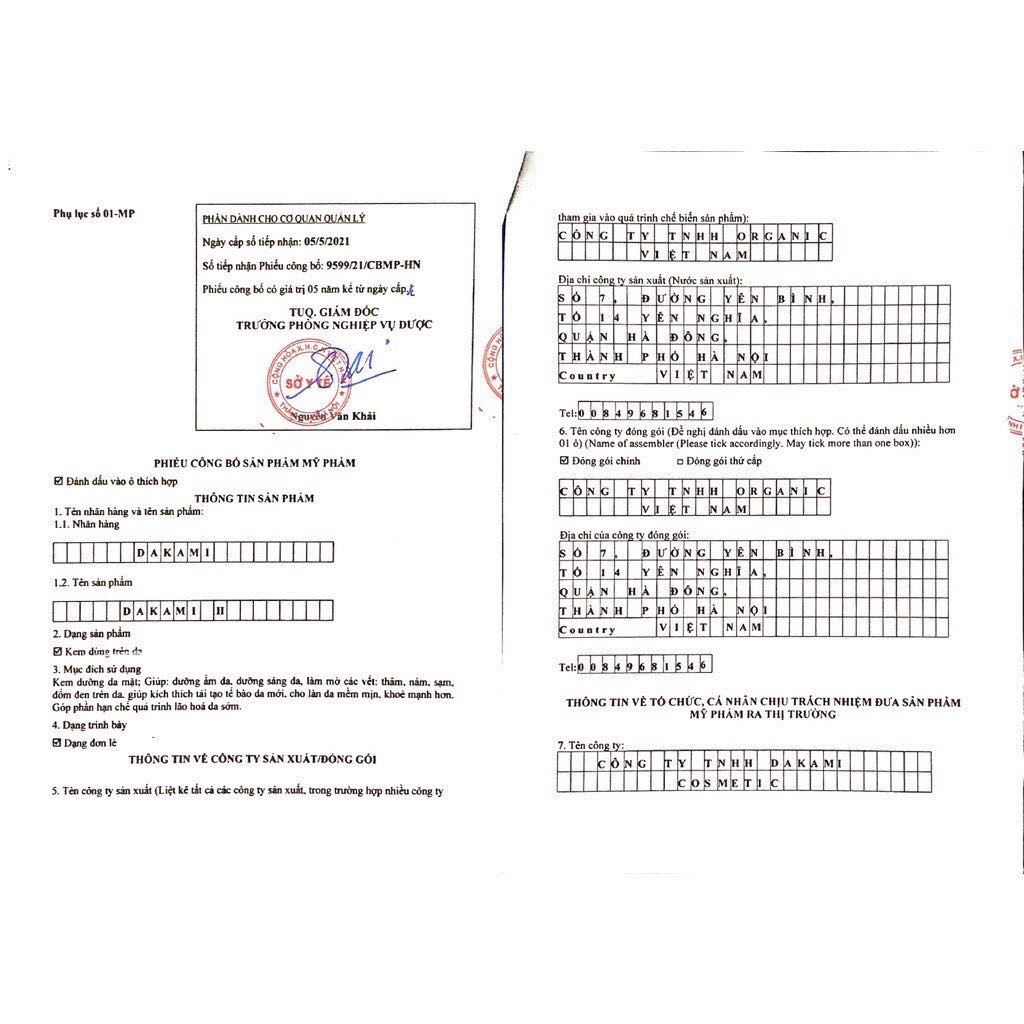 Kem Dakami II chính hãng 100% date mới nhất