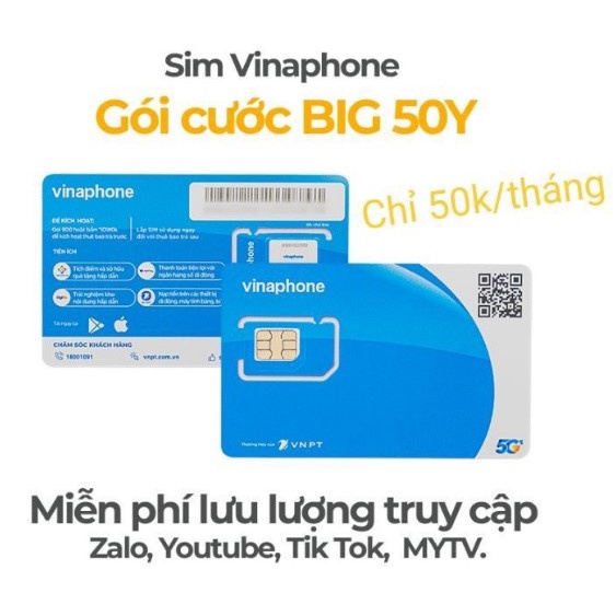 Sim 4G Vinaphone có 5GB/ngày tốc độ cao ( Miễn phí 3 tháng đầu) Free tỷ Gb tiktok, youtube, zalo, my tv