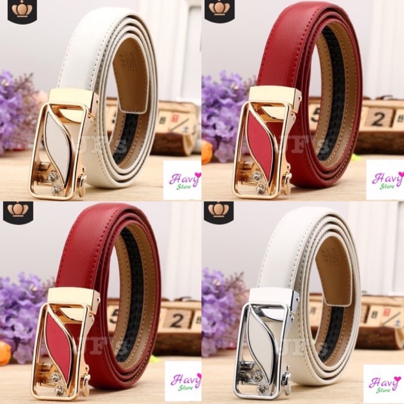 Thắt lưng da nữ khoá tự động hình lá, dây nịt lưng cao cấp thời trang nữ HAVY7788 50