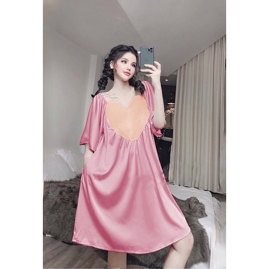 VÁY BIGSIZE Babydoll tay dơi phối trái tim 55-90kg