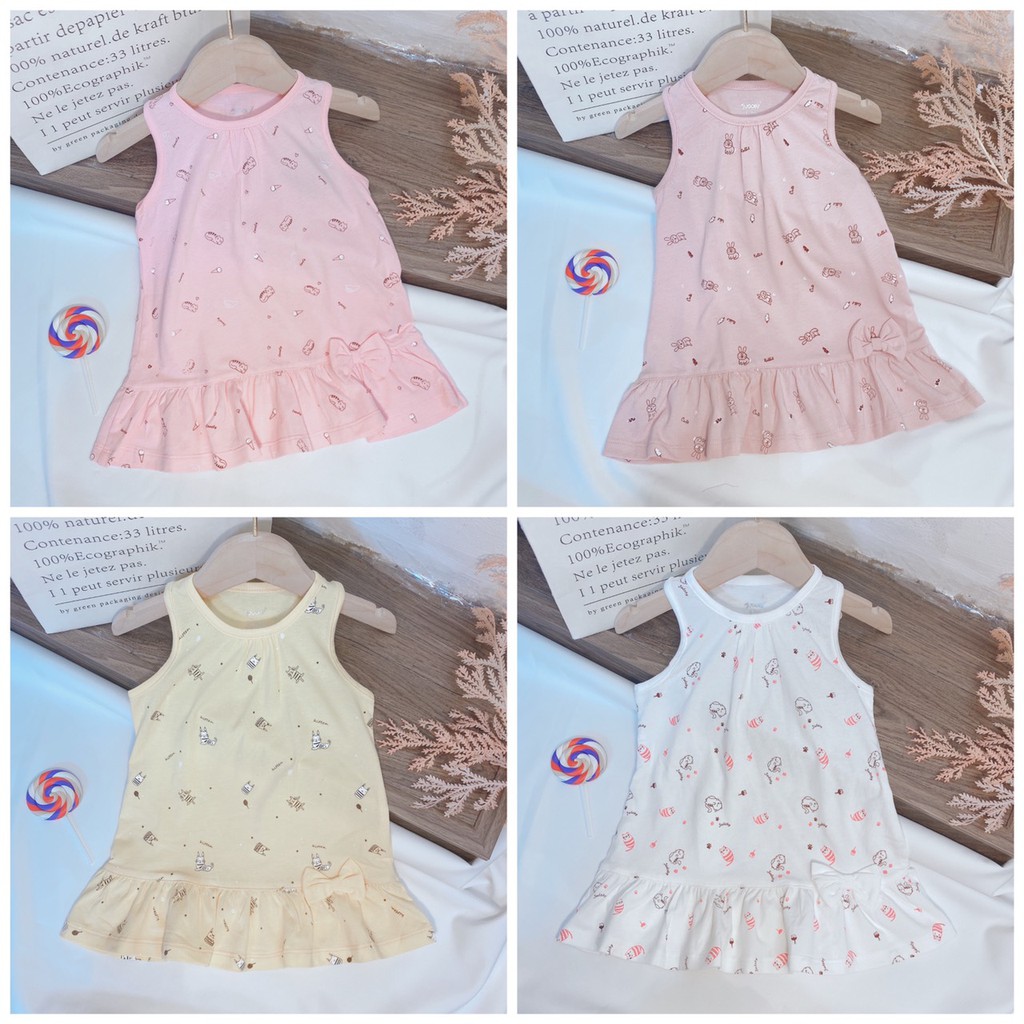Váy ba lỗ cotton đuôi cá cực mát cho bé gái từ 6-16kg