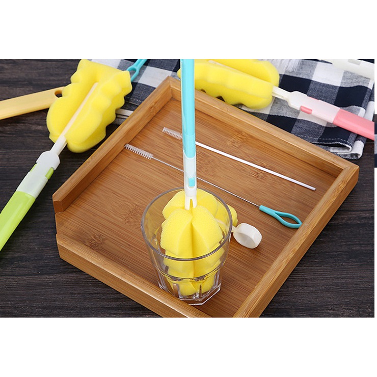 Bộ dụng cụ cọ rửa bình sữa, vệ sinh bình tập hút, núm bình cho bé yêu