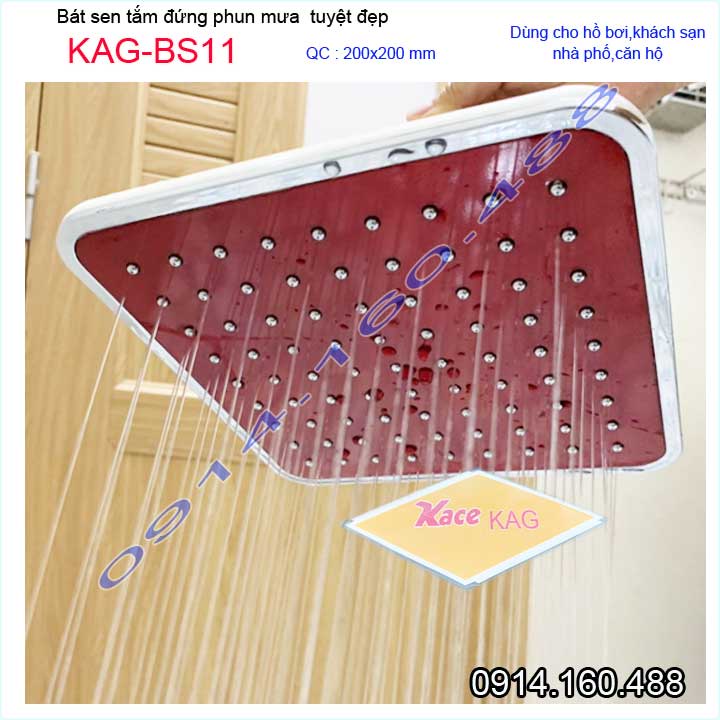 Bát sen tắm đứng vuông 20x20 cm KAG-BS11, đầu sen phun mưa nước đều thiết kế mới thời trang sang trọng tuyệt đẹp