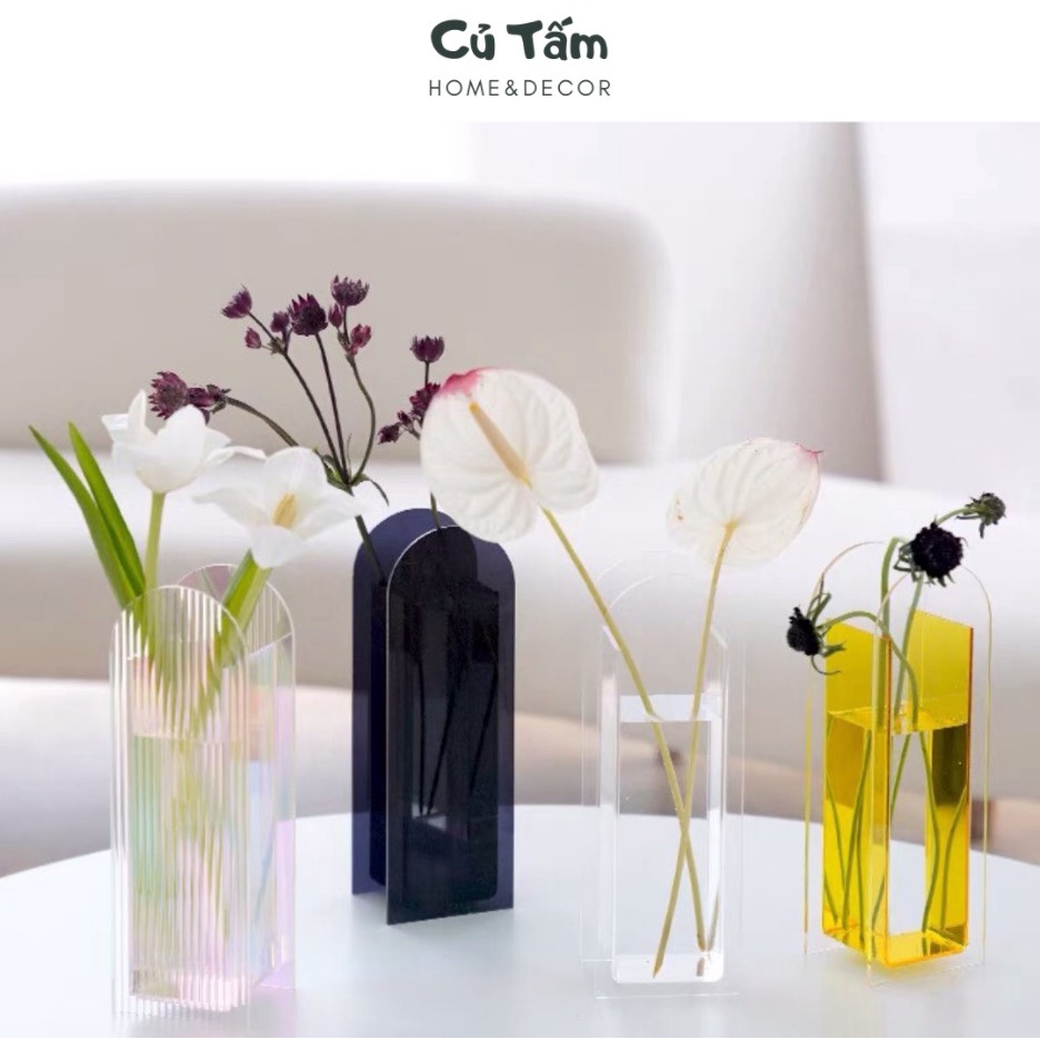 Lọ hoa, bình hoa acrylic dáng vòm cao thanh lịch trang trí nhà cửa - cutam.homedecor