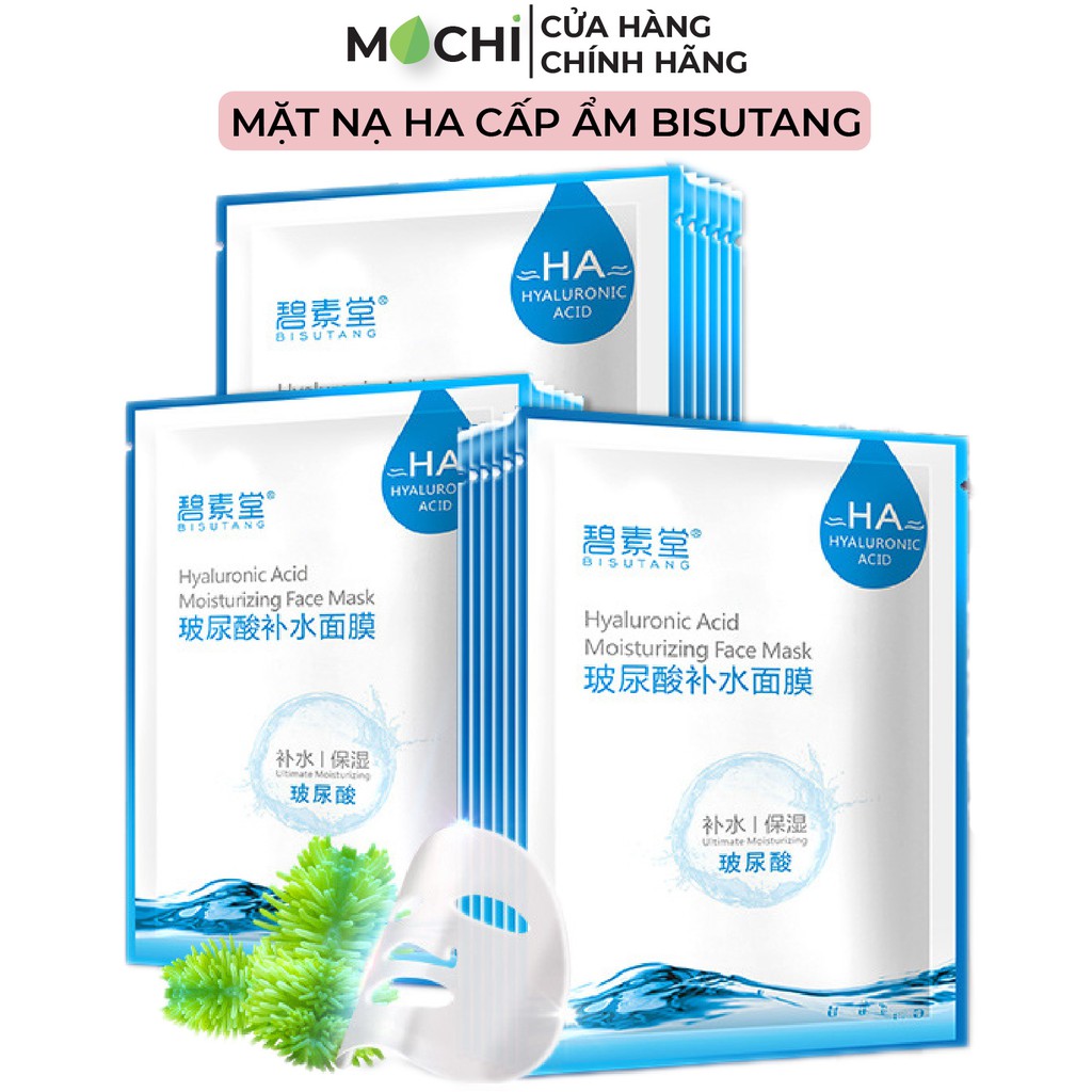 Mặt Nạ Giấy Cấp Nước Dưỡng Ẩm Trắng Da Ngừa Mụn Mask HA Bisutang Đắp Mặt Nội Địa Trung MOCHI SHOP Tảo Biển l Trà Xanh