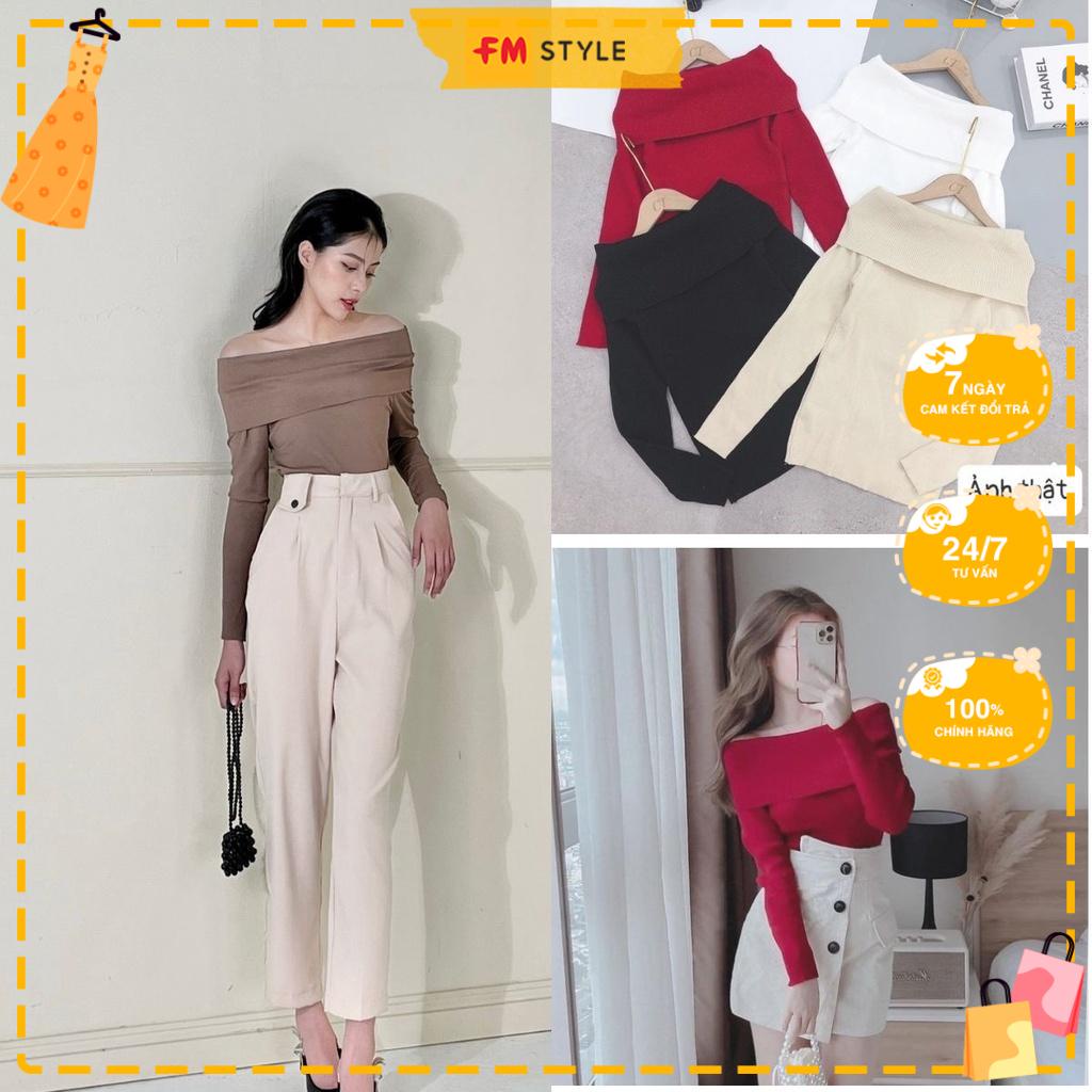 Áo trễ vai nữ FM Style tay dài chất thun tăm xịn thời trang phong cách sexy thanh lịch 211030080