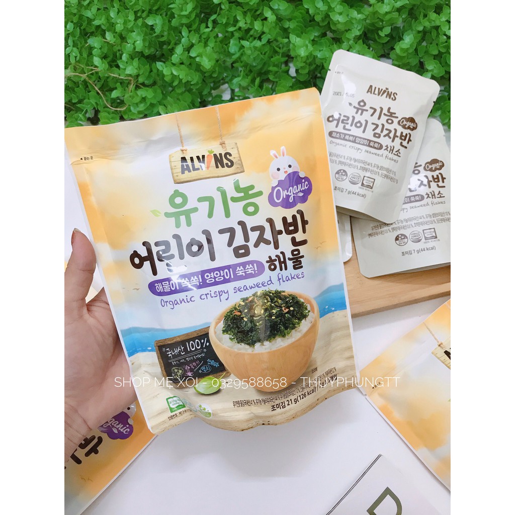 Rong biển rắc cơm hữu cơ tách muối Alvins Hàn Quốc 6/2022