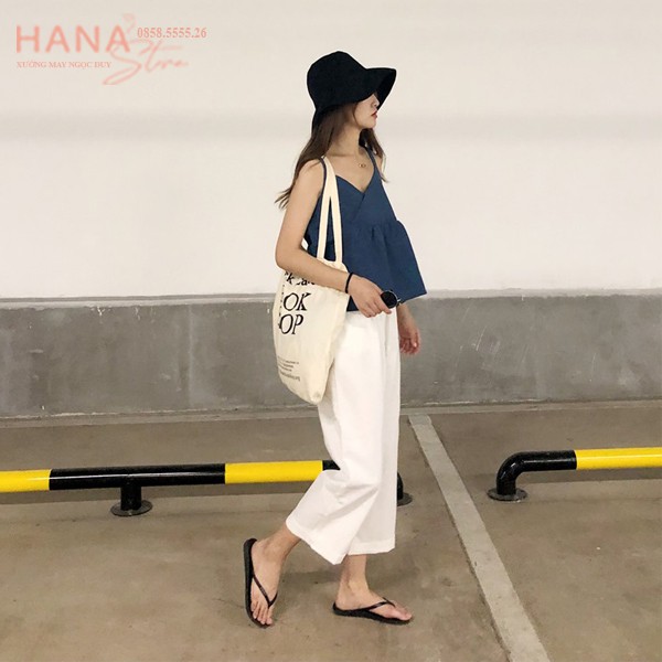 Quần Culottes đũi ống rộng lửng bigsize dáng suông 9 tấc nữ - Màu Đen Trắng - Vải đũi xước mềm mặc công sở đi biển ở nhà