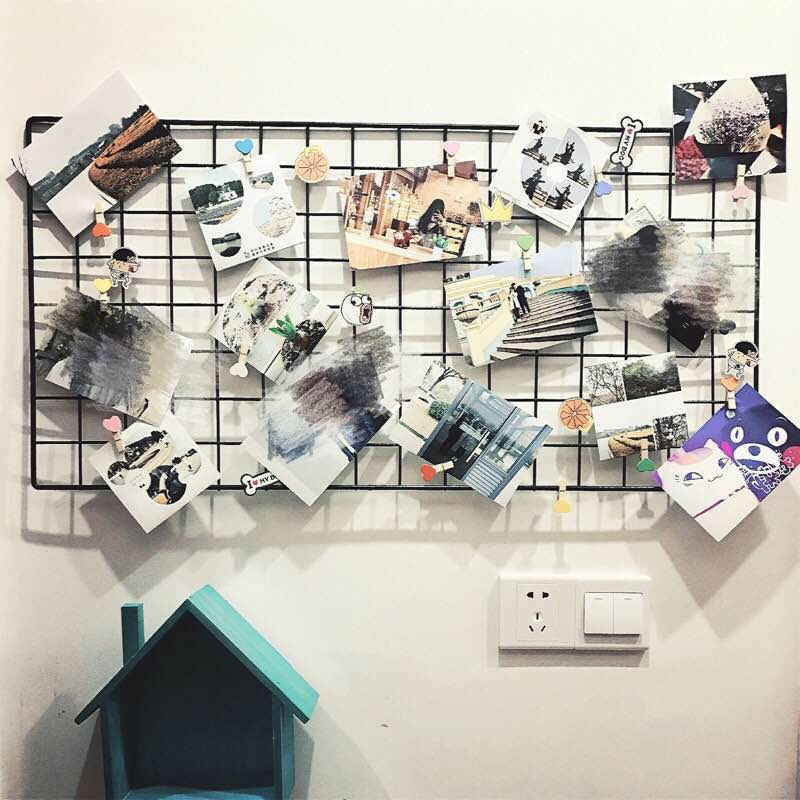 Khung lưới sắt trang trí không gian sống  tặng  đèn Led 20 bóng kèm 5 kẹp màu gỗ | BigBuy360 - bigbuy360.vn