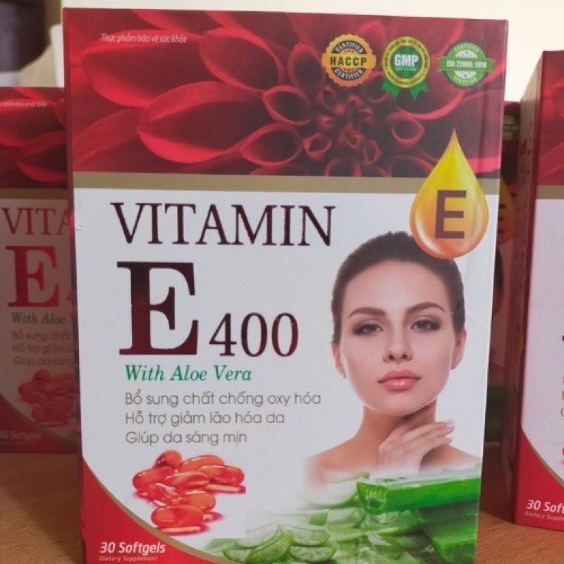 Viên Uống đẹp da vitamin E400 with  aloe vera . Giúp sáng da chống lão  hoá da
