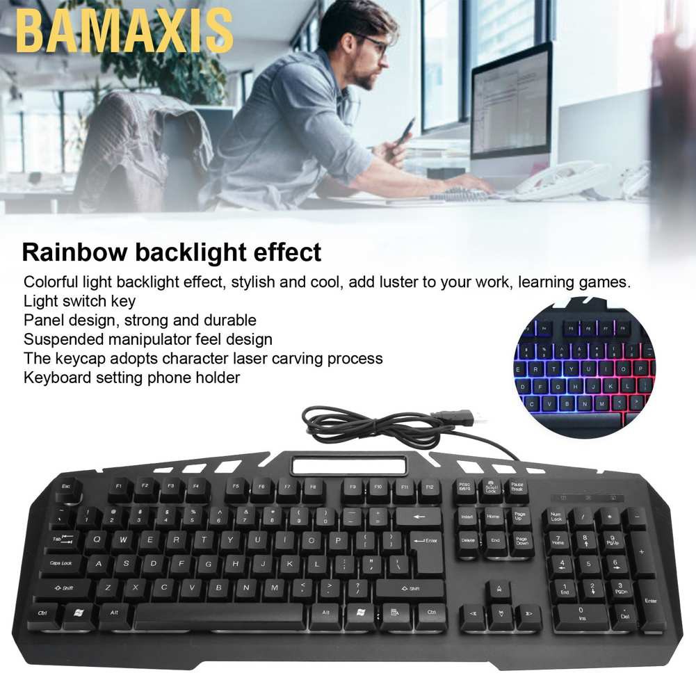 Bàn Phím Gaming Bamaxis Có Dây + Đèn Led Nền Chống Thấm Nước