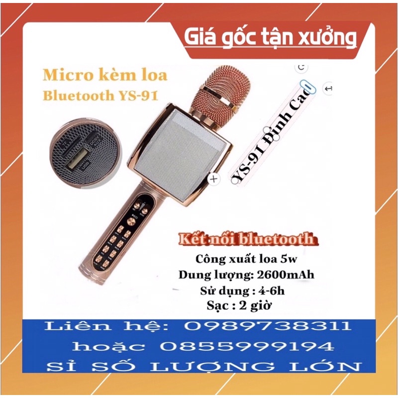 Micro không dây Karaoke JVJ YS-91 Bluetooth - Hỗ trợ ghi âm