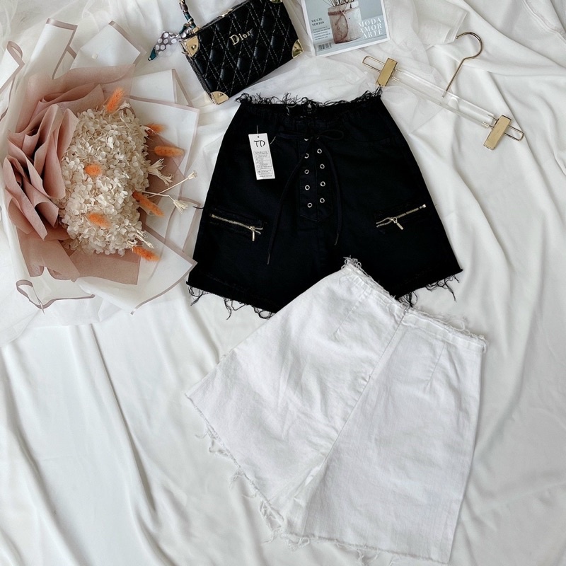 QUẦN  Short TUA RUA PHỐI DÂY KÉO(ảnh chụp)