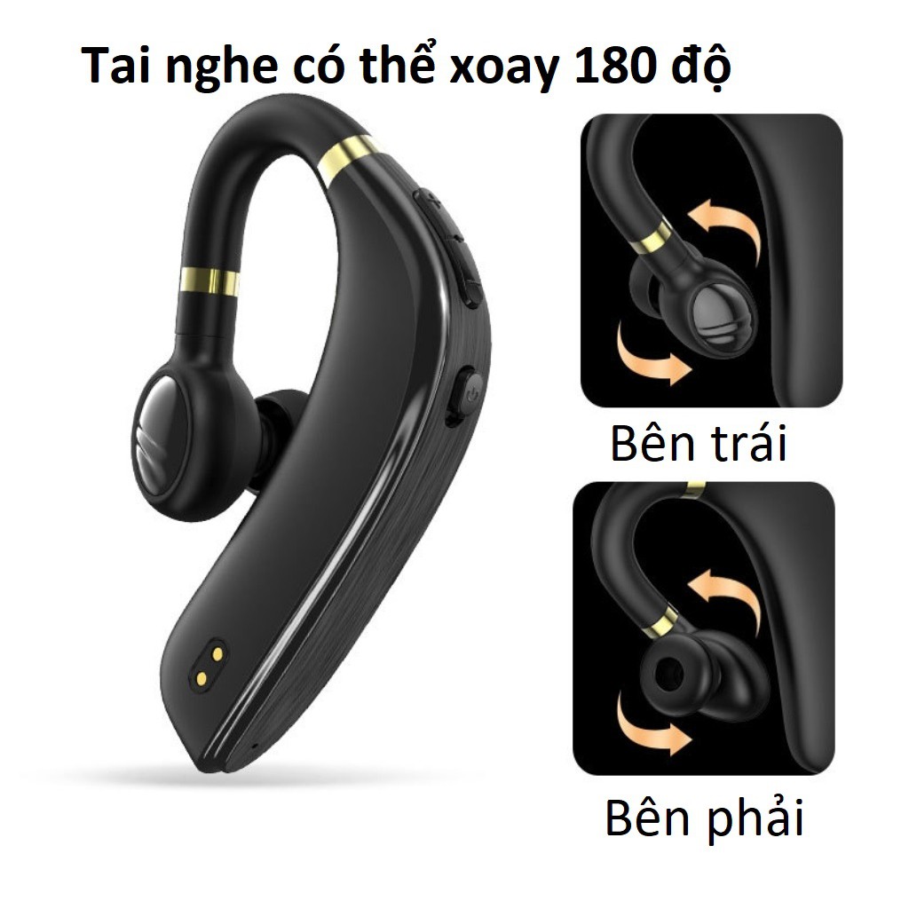 Tai nghe bluetooth A10 chip 5.0, móc tai xoay 180 độ,kết nối 2 điện thoại, pin 200mAh, nghe nhạc, đàm thoại 20h đến 25h.