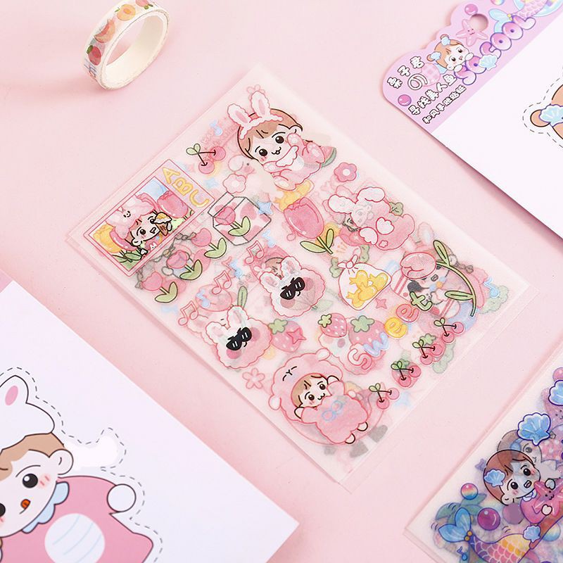 Set 4 tấm sticker trang trí có ánh nhũ