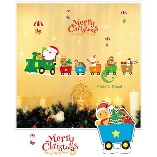 Decal dán tường Merry Christ mast_Đoàn tàu ông già Noel