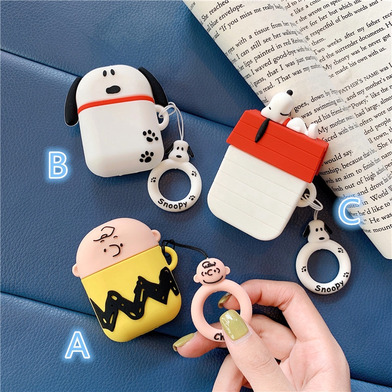 Vỏ silicon bọc hộp đựng tai nghe Airpod hình chú chó Snoopy/cậu bé Martin trong hoạt hình Peanut