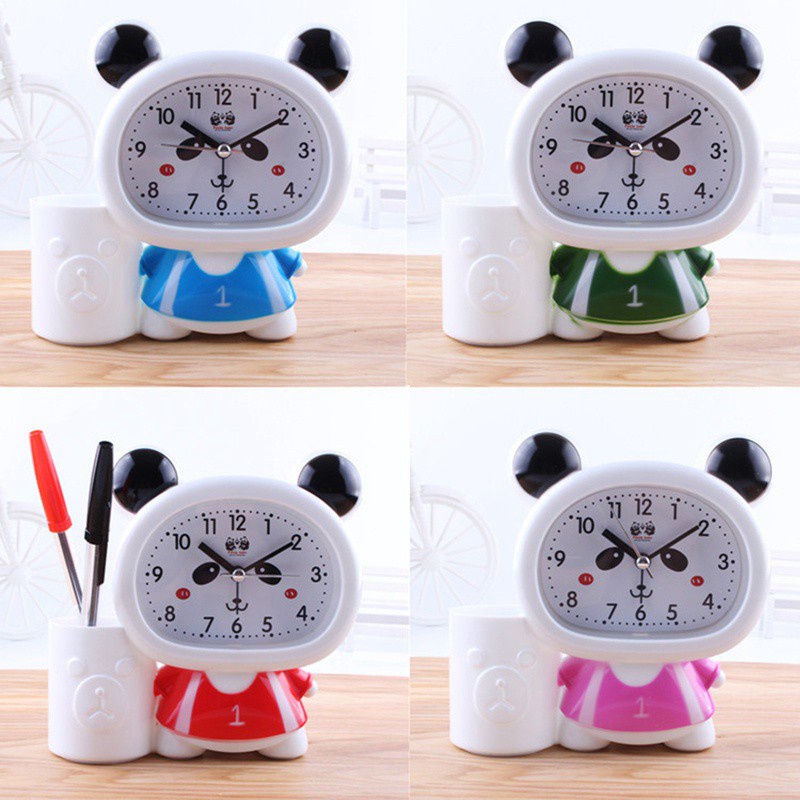 Cute cartoon little bee pen holder children's alarm clock multi function creative fashion student bedroom bedside desktop alarm clock