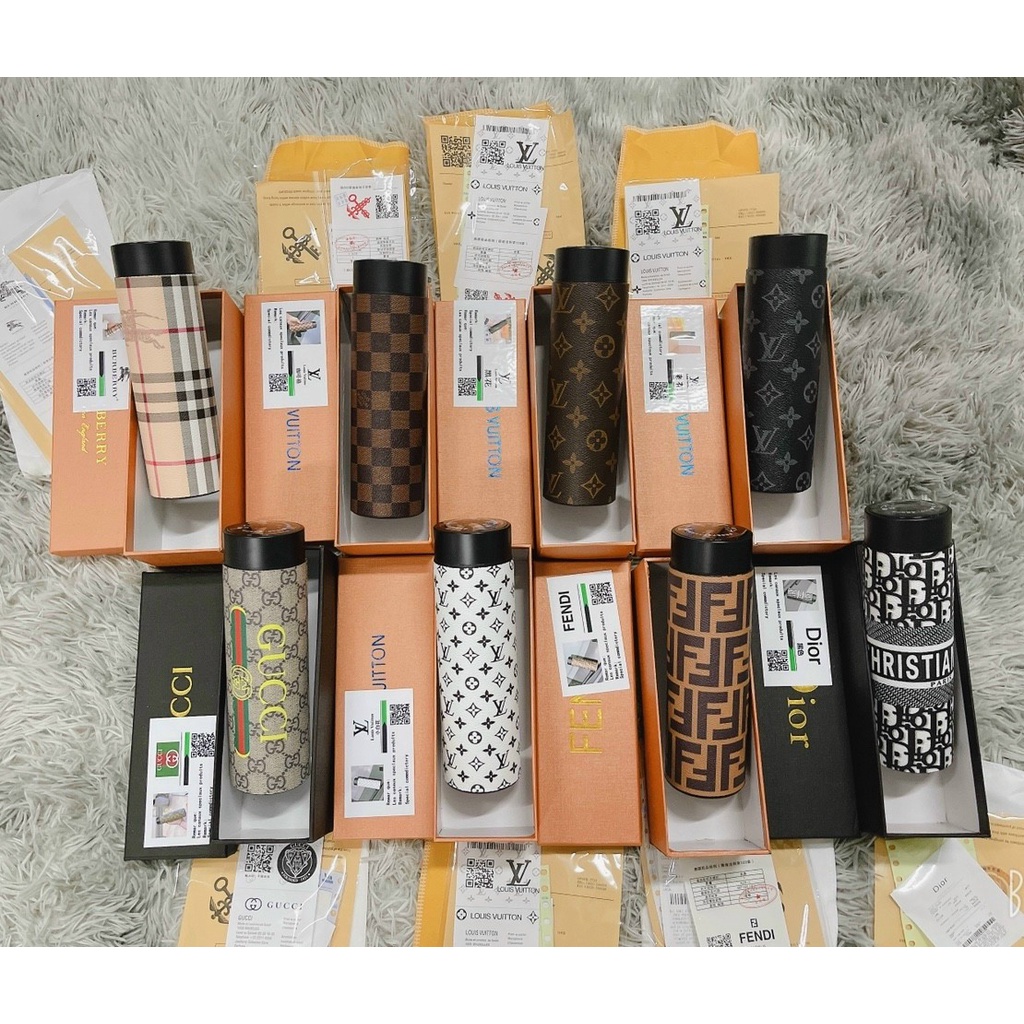 Bình giữ nhiệt inox Gucci, LV, Dior,  độ cao cấp 500ml, hiển thị nhiệt độ khi vuốt