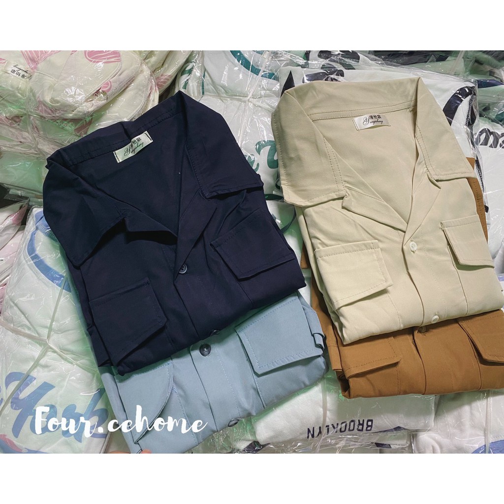 Jumpsuit tay ngắn 4 màu than, be, xanh, nâu