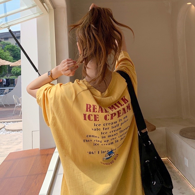 Áo thun phông nam nữ PINK tay lỡ form rộng ICE CREAM Unisex