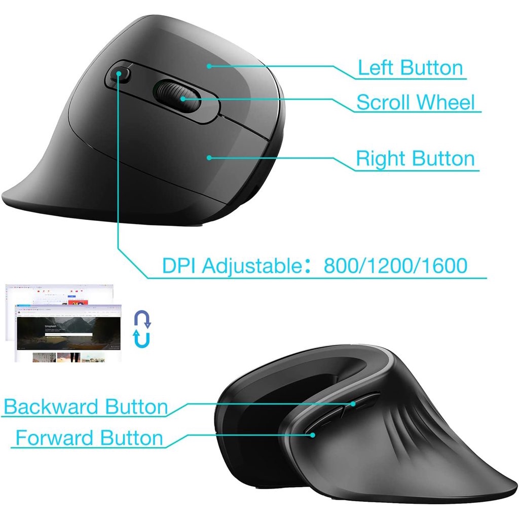 Chuột Quang Không Dây 2.4G Độ Chính Xác Cao 800 / 1200 / 1600DPI