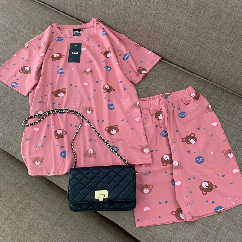 Bộ cotton nữ mặc nhà⚡️Set đồ bộ hình gấu siêu kute hàng Thiết kế cao cấp( Ảnh tự chụp)