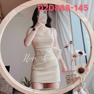Váy 2 dây bảng to xếp ly ngực trẻ trung, hiện đại