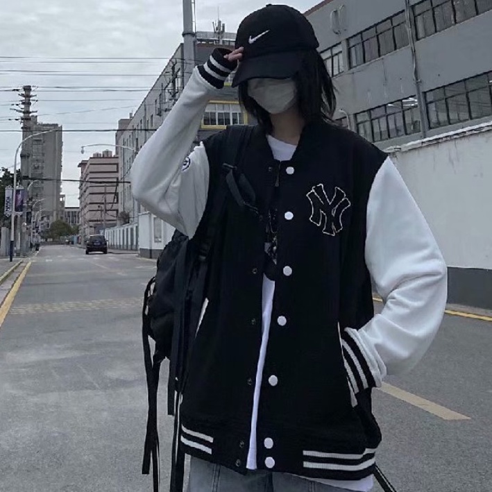 Áo khoác bóng chày dáng rộng thời trang cho nam nữ