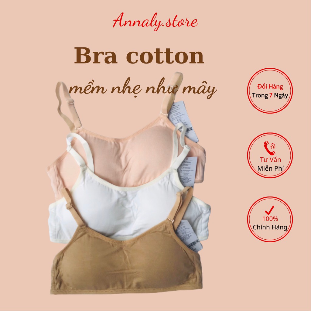 Áo bra, áo lá học sinh Annaly hai dây cài sau, cotton mềm nhẹ mát, co giãn thoải mái