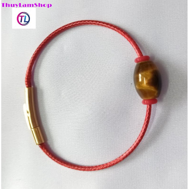 Vòng tay lu thống đá mắt hổ đã Trì Chúđầu xuôi đuôi lọt khóa bấm cao cấp