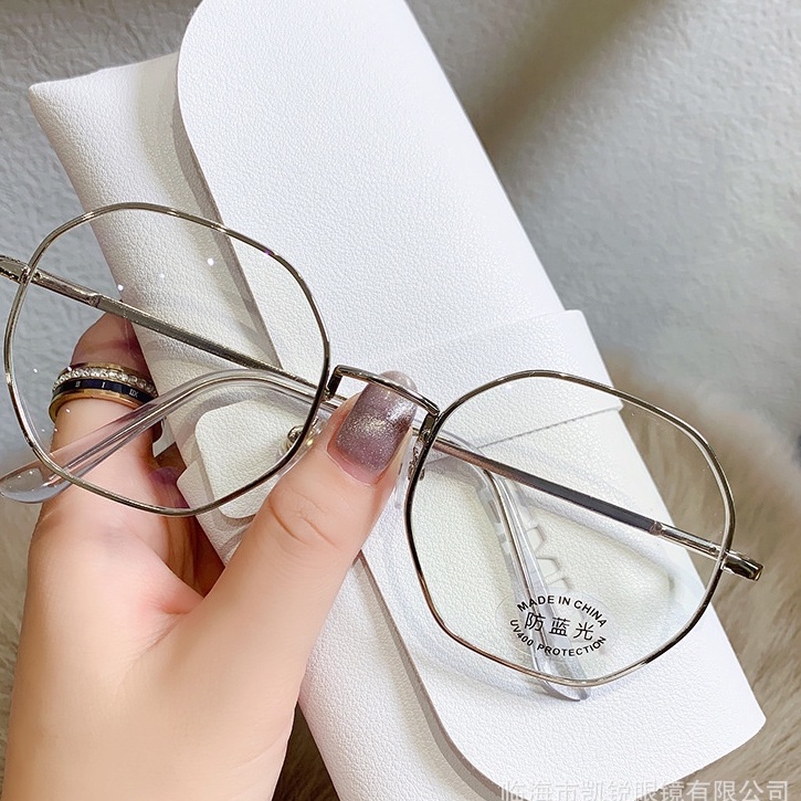 Mắt kính nữ thời trang chống tia uv tròn vuông kim loại